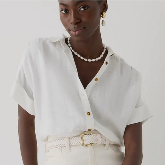 J. Crew Tops - J. Crew Relaxed-fit short-sleeve Baird McNutt Irish linen shirt, size XXS